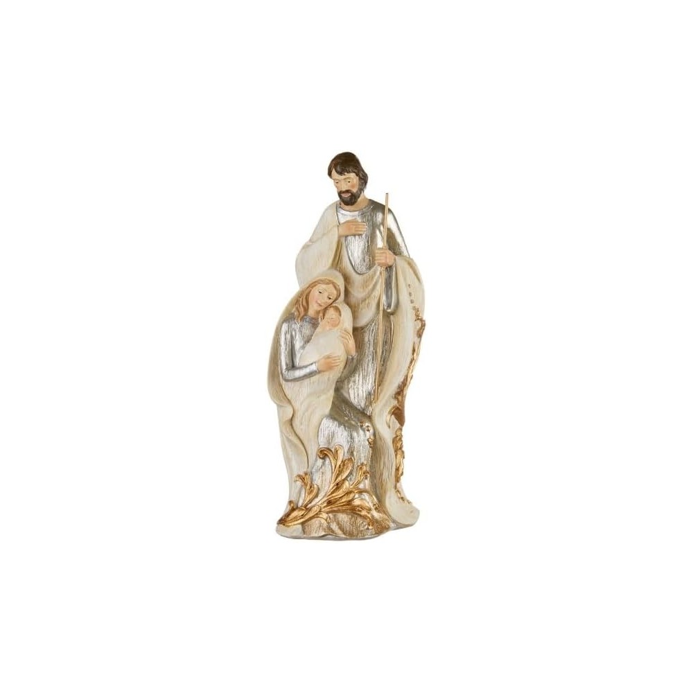 Notte a betlemme, natività in resina beige e argento13x12x32h cm
