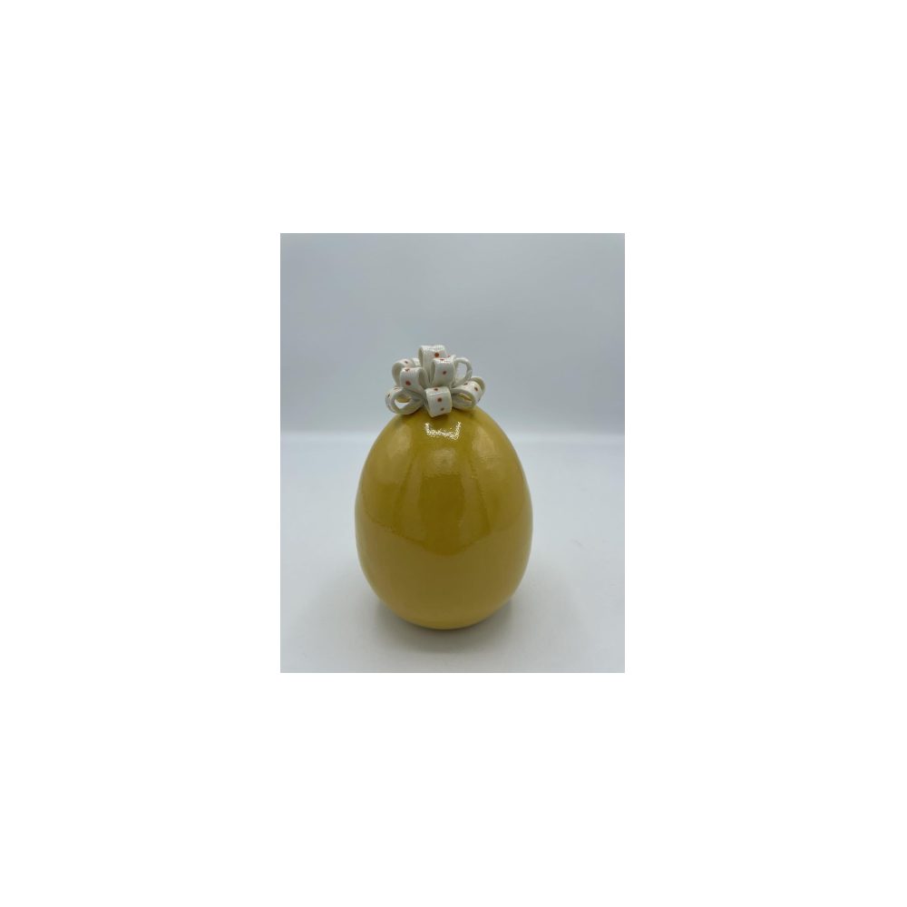 SBORDONE PORCELLANE UOVO ARTIGIANALE H10 GIALLO CON COCCARDA