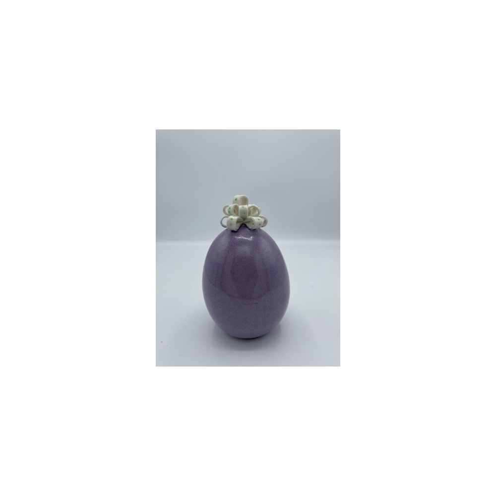 SBORDONE PORCELLANE UOVO ARTIGIANALE H10 VIOLA CON COCCARDA