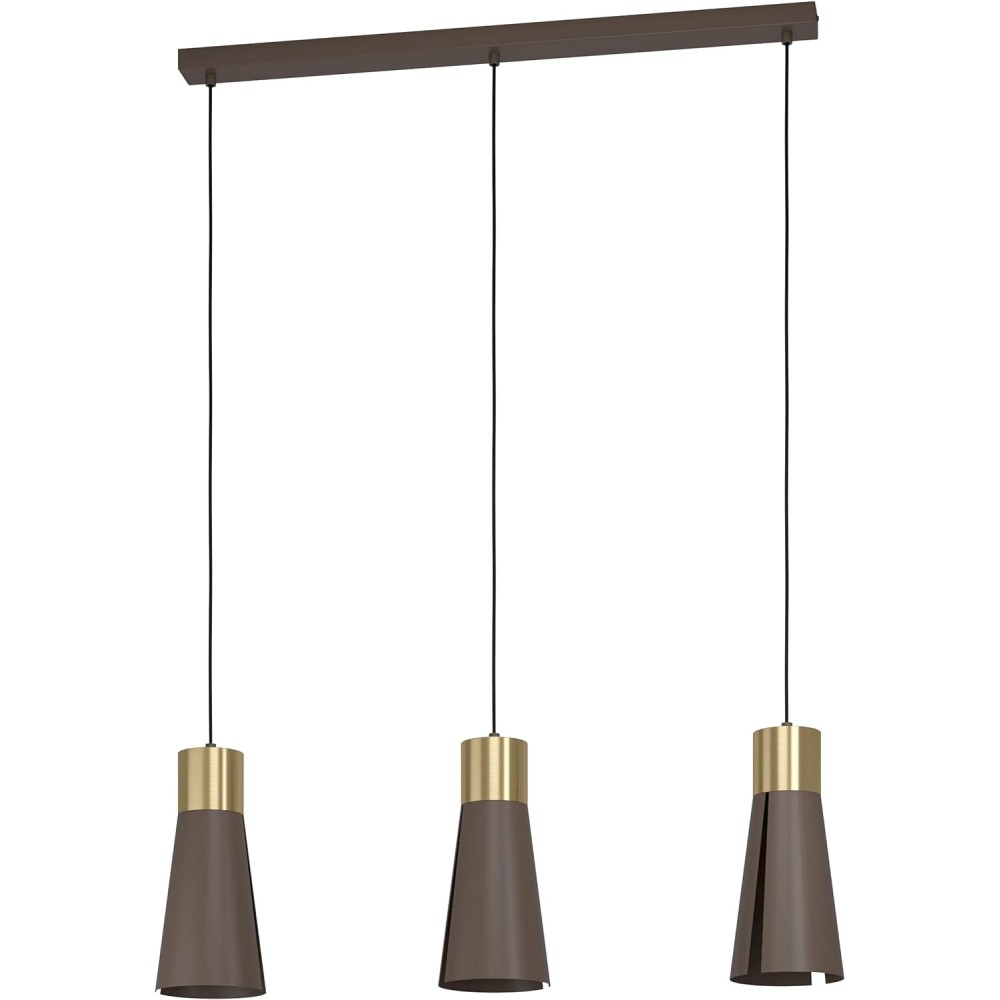 Lampada led a sospensione Losalomas, tre luci, ottone, luce da soggiorno a Led bianco calda, GU10