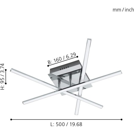 Eglo LASANA 1 - Plafoniera in acciaio cromato, 18 W