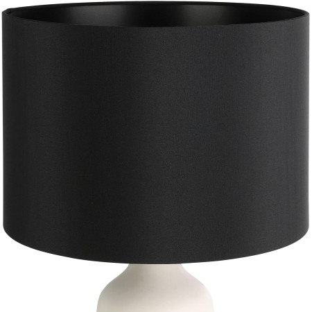 EGLO lampada da tavolo Vinoza, lampada da comodino con paralume, lampada deco in ceramica bianca con motivo e tessuto in nero