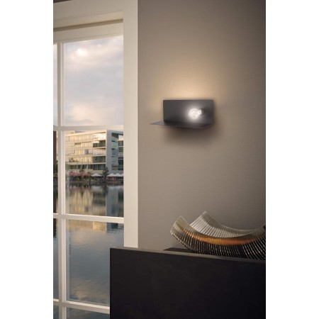 Eglo Ciglie, lampada da parete a 1 luce, materiale: acciaio, colore: nero, con interfaccia USB, attacco: E27