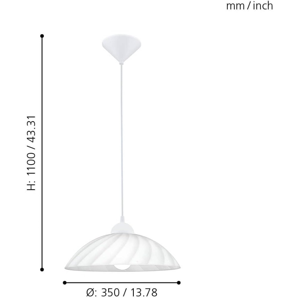 Eglo Vetro Lampadario a Sospensione E27, 60 W, Bianco