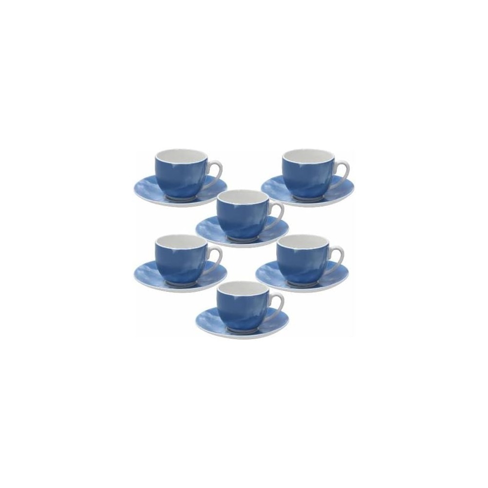 Andrea FONTEBASSO 1760 Set 6 Tazzine caffè con Piattino Color Play Blu