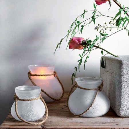 Andrea Fontebasso TOGNANA Lanterna T-Light Cm 12 H Vetro Bianco Linea Sandy