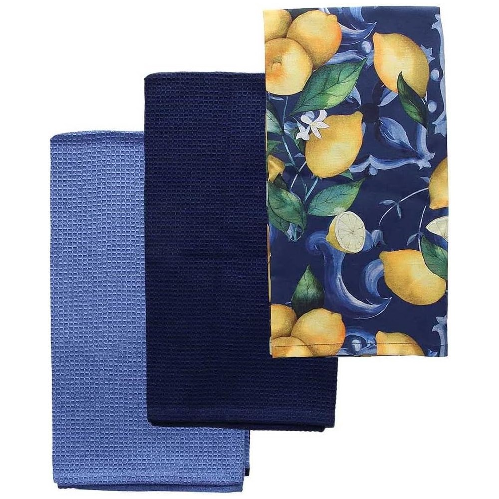 Andrea Fontebasso TOGNANA Set 3 Strofinacci Cotone Blu Linea Citrus