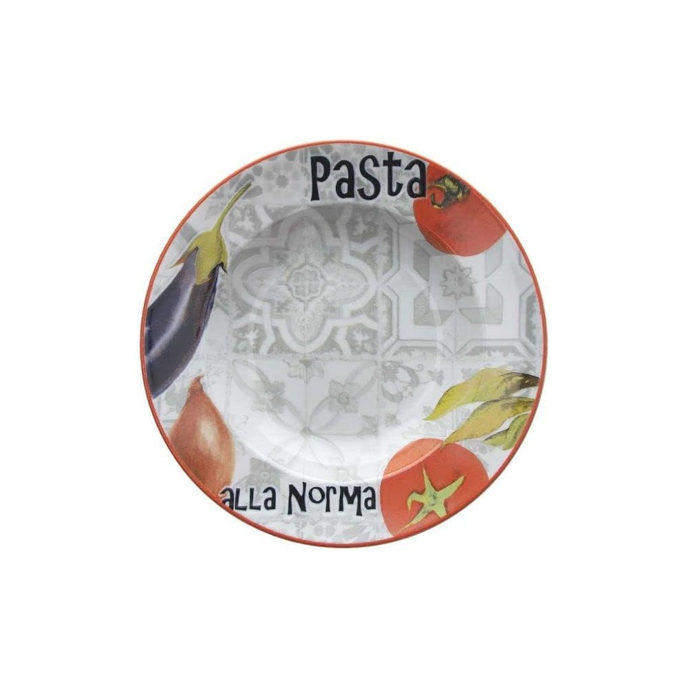 ANDREA FONTEBASSO 1760 Pasta Bowl 29 Cm Pasta alla Norma Porcellana Multicolor Linea Oliva OL9039