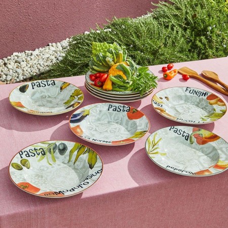 ANDREA FONTEBASSO 1760 Pasta Bowl 29 Cm Pasta alla Norma Porcellana Multicolor Linea Oliva OL9039