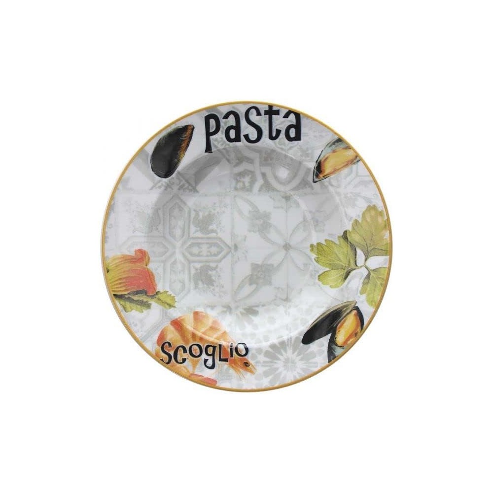 ANDREA FONTEBASSO 1760 Pasta Bowl 29 Cm Pasta allo Scoglio Porcellana Multicolor Linea Oliva OL9038