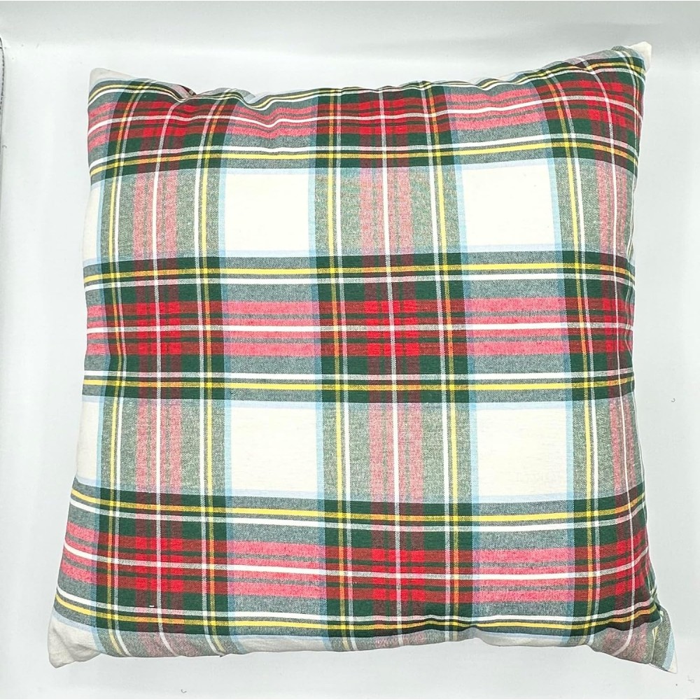 Cuscino sfoderabile in cotone scozzese bianco Progetti Tessili NEW DIFFUSION cm 40x40 NT 20/121