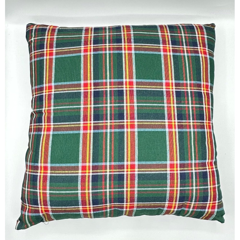 Cuscino sfoderabile in cotone scozzese verde Progetti Tessili NEW DIFFUSION cm 40x40
