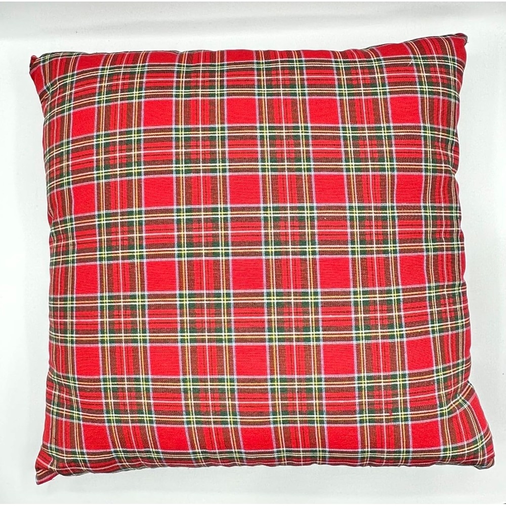 Cuscino sfoderabile in cotone scozzese rosso Progetti Tessili NEW DIFFUSION cm 40x40