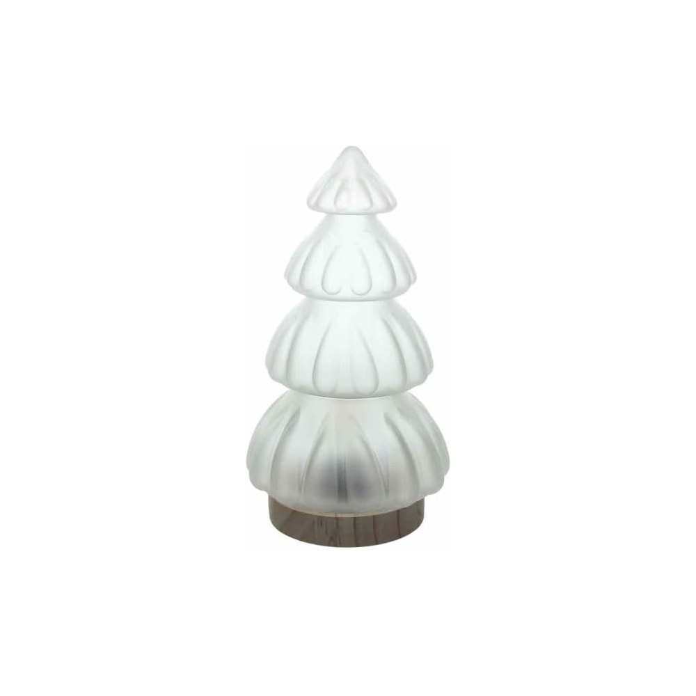 Albero Con Led Bianco Cm 28,5 Xmas Wood Vetro Bianco LINEA XMAS WOOD