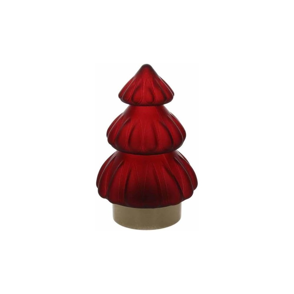 Albero Con Led Rosso H Cm 19 Xmas Wood Vetro Rosso LINEA XMAS WOOD