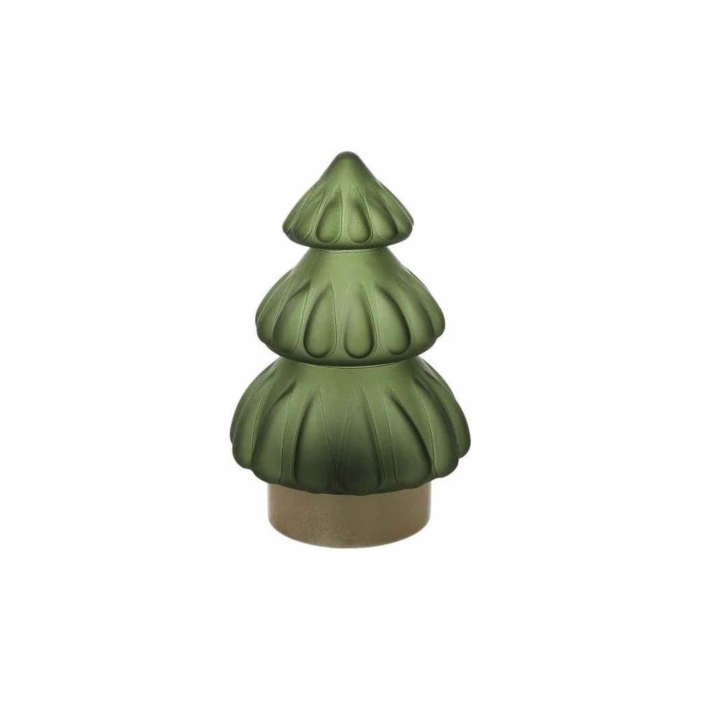 Albero Con Led Verde H Cm 19 Xmas Wood Vetro Verde LINEA XMAS WOOD