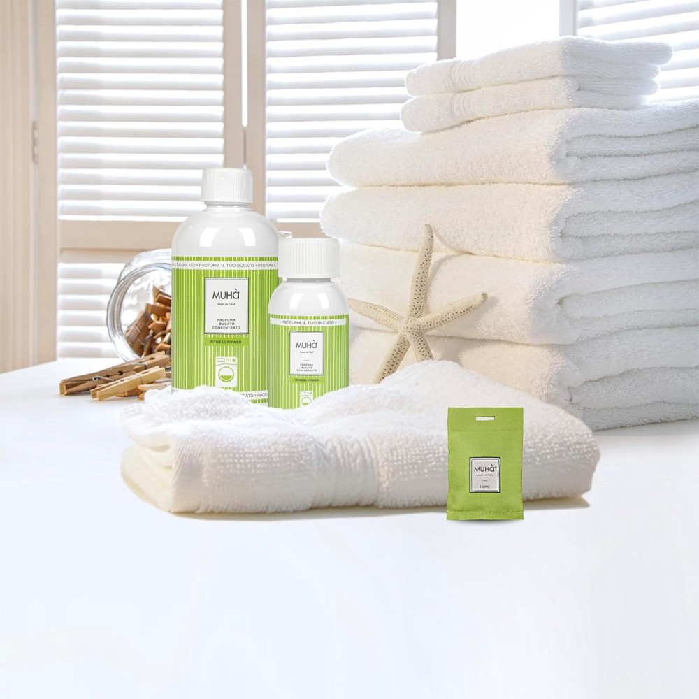 Muhà | Profuma Fitness Power, Profuma Capi Concentrato, Profumo Fresco e Persistente, Ideale per Capi Sportivi, Formato da 400ml