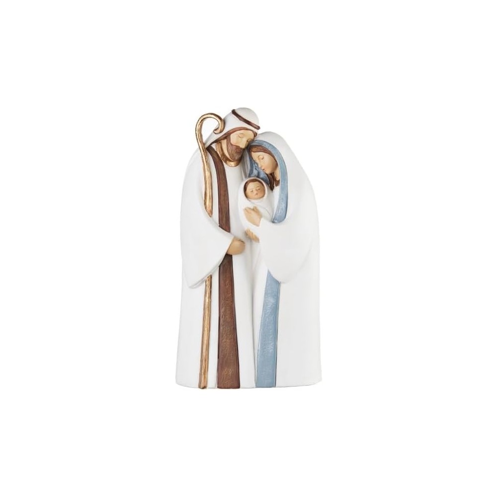 Abbraccio di speranza, natività bianca in resina cm 18x8,5x32h